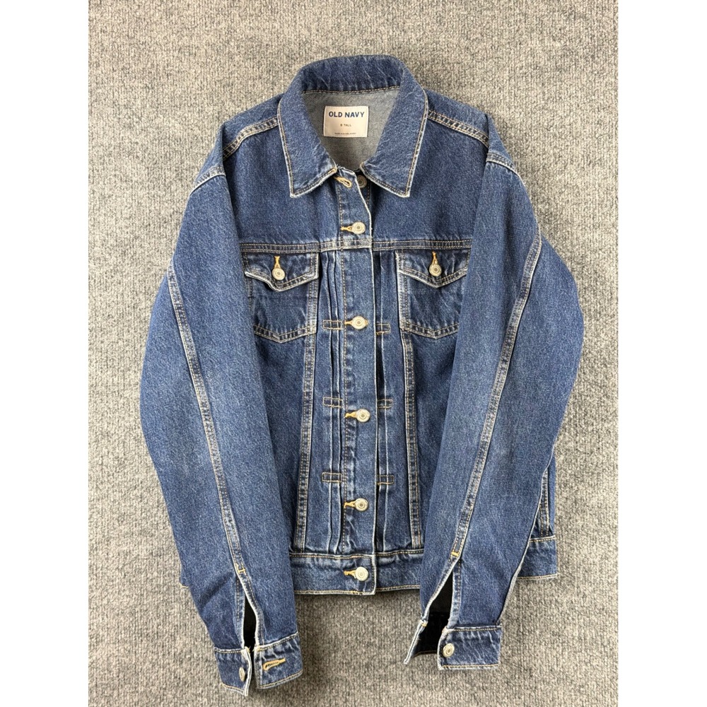 Old Navy Women's Denim Trucker Jacket Blue Jean Small Tall Classic Staple NWOT